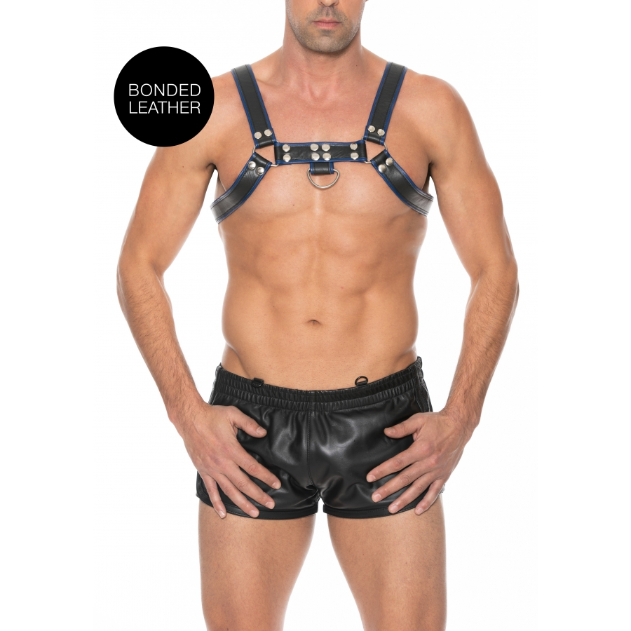 Ouch! Harness Harnais CHEST BULLDOG Noir-Bleu 3 Ouch! Harness Harnais CHEST BULLDOG Noir-Bleu – Image 3