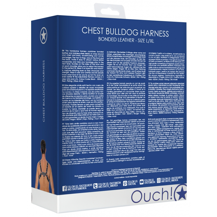 Ouch! Harness Harnais CHEST BULLDOG Noir-Bleu 6 Ouch! Harness Harnais CHEST BULLDOG Noir-Bleu – Image 6