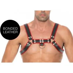 Ouch! Harness Harnais CHEST BULLDOG Noir-Rouge