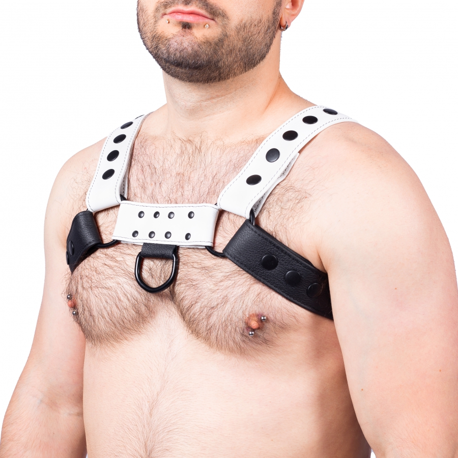 The Red Harness Harnais En Cuir SNAP Noir-Blanc 2 The Red Harness Harnais En Cuir SNAP Noir-Blanc – Image 2