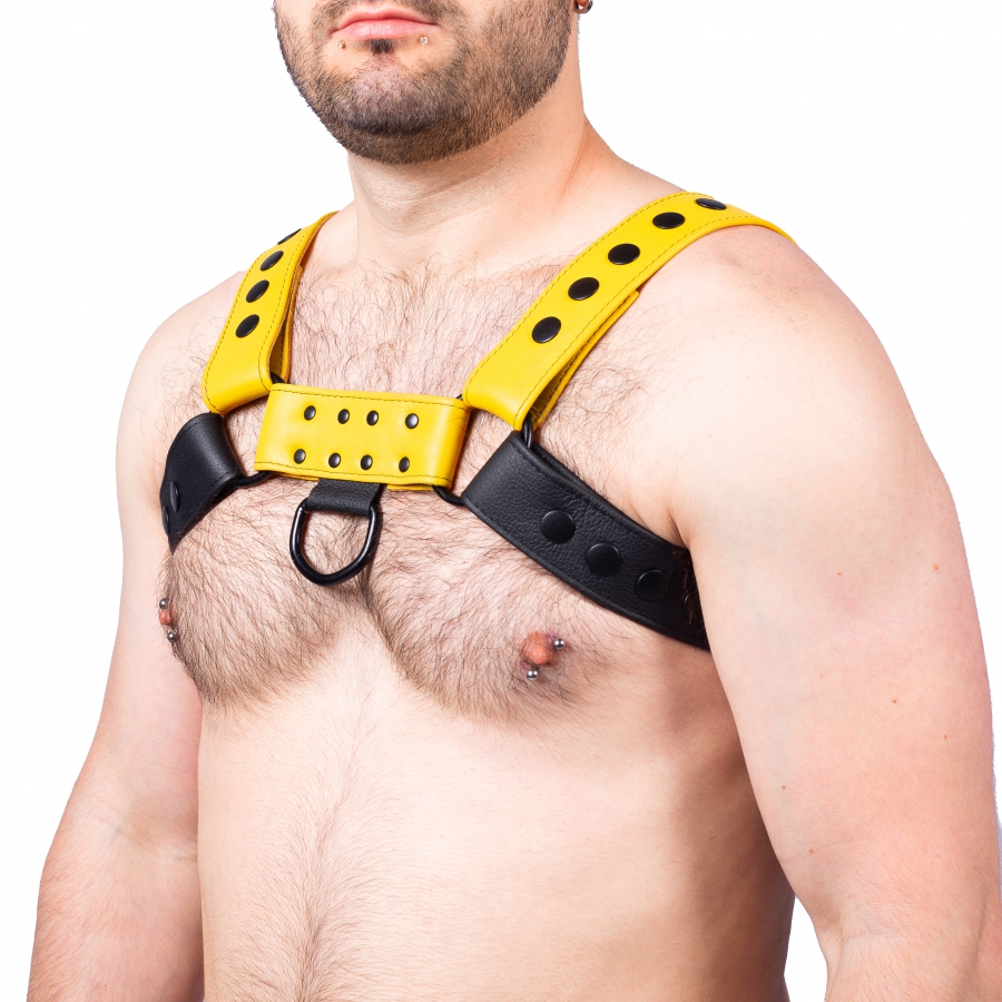 The Red Harness Harnais En Cuir SNAP Noir-Jaune 2 The Red Harness Harnais En Cuir SNAP Noir-Jaune – Image 2