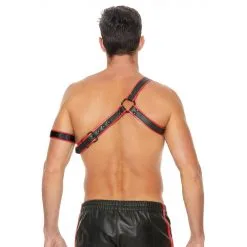 Ouch! Harness Harnais GLADIATOR + Brassard Noir-Rouge -FÉMINITÉS boutique harnais gladiator brassard noir rouge 4
