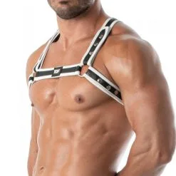 TOF Paris Harnais Néoprène BULLDOG Noir-Blanc -FÉMINITÉS boutique harnais neoprene bulldog noir blanc 2