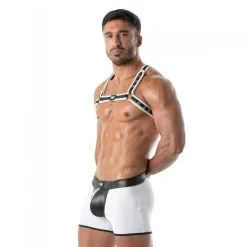 TOF Paris Harnais Néoprène BULLDOG Noir-Blanc -FÉMINITÉS boutique harnais neoprene bulldog noir blanc 4
