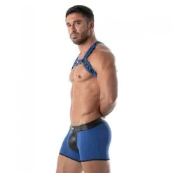 TOF Paris Harnais Néoprène BULLDOG Noir-Bleu -FÉMINITÉS boutique harnais neoprene bulldog noir bleu 4