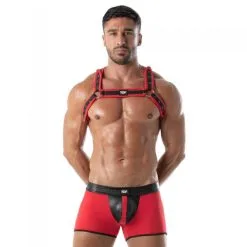 TOF Paris Harnais Néoprène BULLDOG Noir-Rouge -FÉMINITÉS boutique harnais neoprene bulldog noir rouge 3