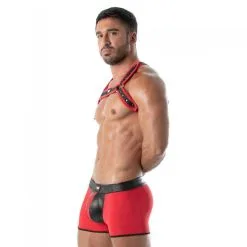 TOF Paris Harnais Néoprène BULLDOG Noir-Rouge -FÉMINITÉS boutique harnais neoprene bulldog noir rouge 4