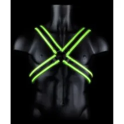 Ouch! Glow Harnais Phosphorescent CROSS GLOW Noir-Vert Néon -FÉMINITÉS boutique harnais phosphorescent cross glow noir vert neon 3