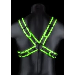 Ouch! Glow Harnais Phosphorescent CROSS GLOW Noir-Vert Néon -FÉMINITÉS boutique harnais phosphorescent cross glow noir vert neon 4