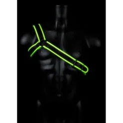 Ouch! Harnais Phosphorescent GLADIATOR GLOW Noir-Vert Neon -FÉMINITÉS boutique harnais phosphorescent gladiator glow noir vert neon 2
