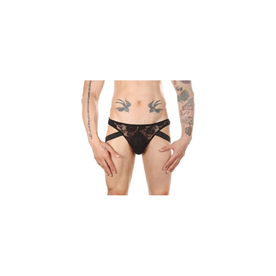 NoGenderWear Jock String Dentelle LOWSTIC Noir 1 NoGenderWear Jock String Dentelle LOWSTIC Noir