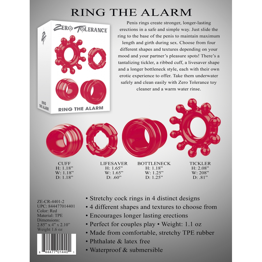 Zero Tolerance Kit 4 Cockrings RING THE ALARM 4 Zero Tolerance Kit 4 Cockrings RING THE ALARM – Image 4