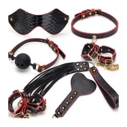 Generique Kit BDSM 7 Pièces CAIMAN Noir-Rouge