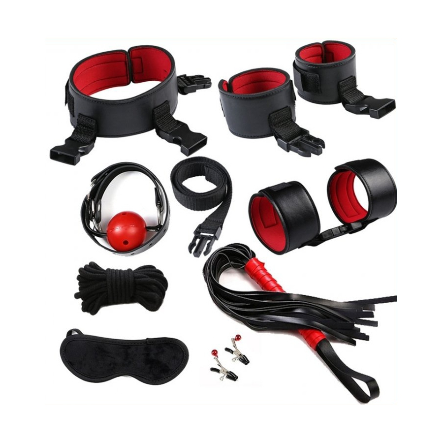Generique Kit BDSM EYE-SPLICE Noir-Rouge 8 Pièces 1 Generique Kit BDSM EYE-SPLICE Noir-Rouge 8 Pièces