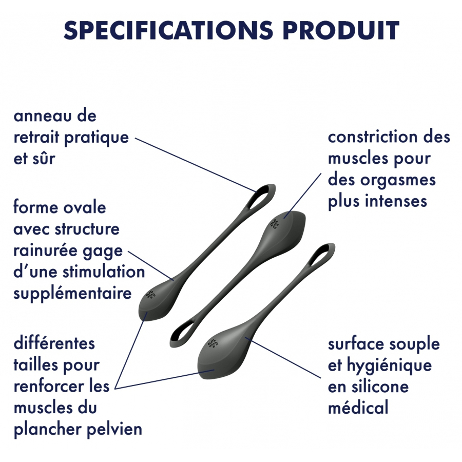 Satisfyer Kit D'entraînement Boules De Geisha YONI POWER 2 Noir 6 Satisfyer Kit D'entraînement Boules De Geisha YONI POWER 2 Noir – Image 6