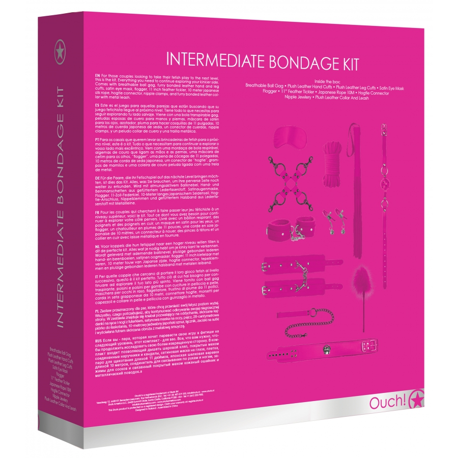 Ouch! Kit SM Bondage Intermédiaire 10 Pièces Rose 2 Ouch! Kit SM Bondage Intermédiaire 10 Pièces Rose – Image 2