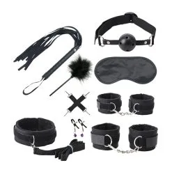 Generique Kit SM BONDAGE PUSH 9 Pièces Noir