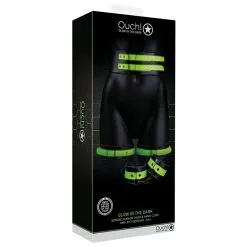 Ouch! Glow Kit SM Ceinture Et Menottes Phosphorescentes GLOW RESTRAINT -FÉMINITÉS boutique kit sm ceinture et menottes phosphorescentes glow restraint 2