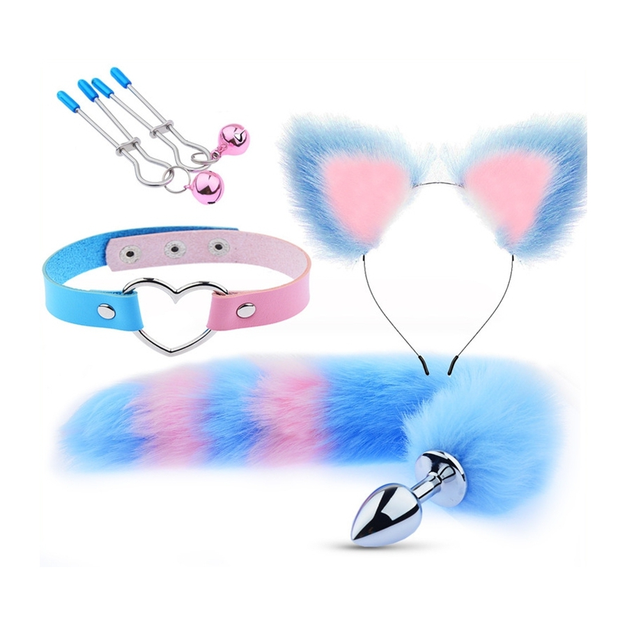 Generique Kit Sm MIX BONDAGE Bleu-Rose 4 Pièces 1 Generique Kit Sm MIX BONDAGE Bleu-Rose 4 Pièces