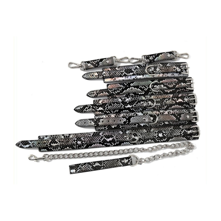 SM Fantasy Kit Sm SNAKINE Collier Et Menottes Noir-Argentés 3 SM Fantasy Kit Sm SNAKINE Collier Et Menottes Noir-Argentés – Image 3