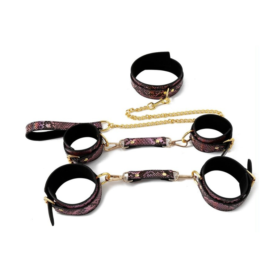 SM Fantasy Kit Sm SNAKINE Collier Et Menottes Noir-Rose 2 SM Fantasy Kit Sm SNAKINE Collier Et Menottes Noir-Rose – Image 2