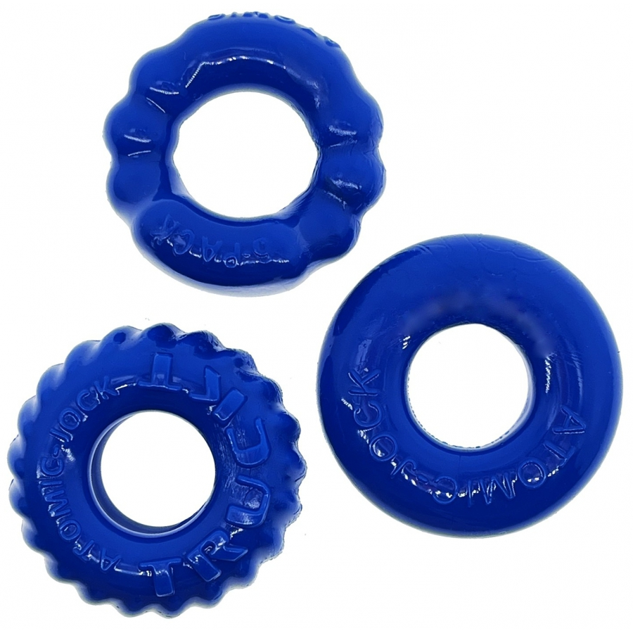 Lot De 3 Cockrings Oxballs BONEMAKER Bleu 1 Lot De 3 Cockrings Oxballs BONEMAKER Bleu