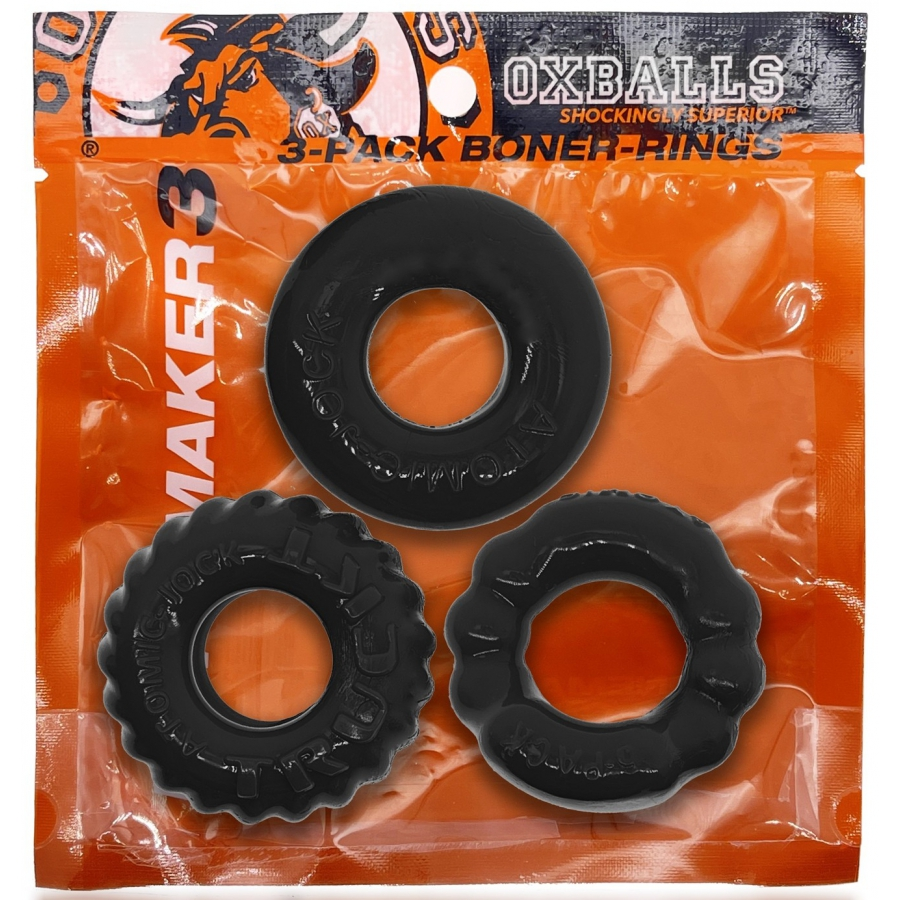 Lot De 3 Cockrings Oxballs BONEMAKER Noirs 2 Lot De 3 Cockrings Oxballs BONEMAKER Noirs – Image 2