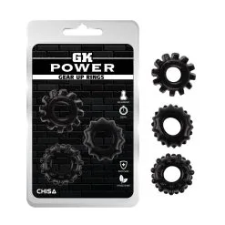 GK Power Lot De 3 Cockrings Souples GEAR UP Noirs -FÉMINITÉS boutique lot de 3 cockrings souples gear up noirs 2