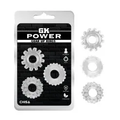 GK Power Lot De 3 Cockrings Souples GEAR UP Transparents -FÉMINITÉS boutique lot de 3 cockrings souples gear up transparents 2