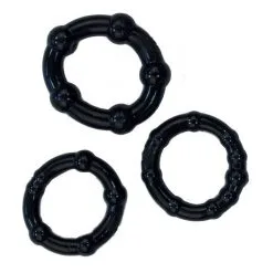 Rude Rider Lot De 3 Mini Cockrings Flexibles Noirs