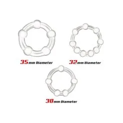 Beast Rings Lot De 3 Mini Cockrings Souples BEADED SET Transparents -FÉMINITÉS boutique lot de 3 mini cockrings souples beaded set transparents 2