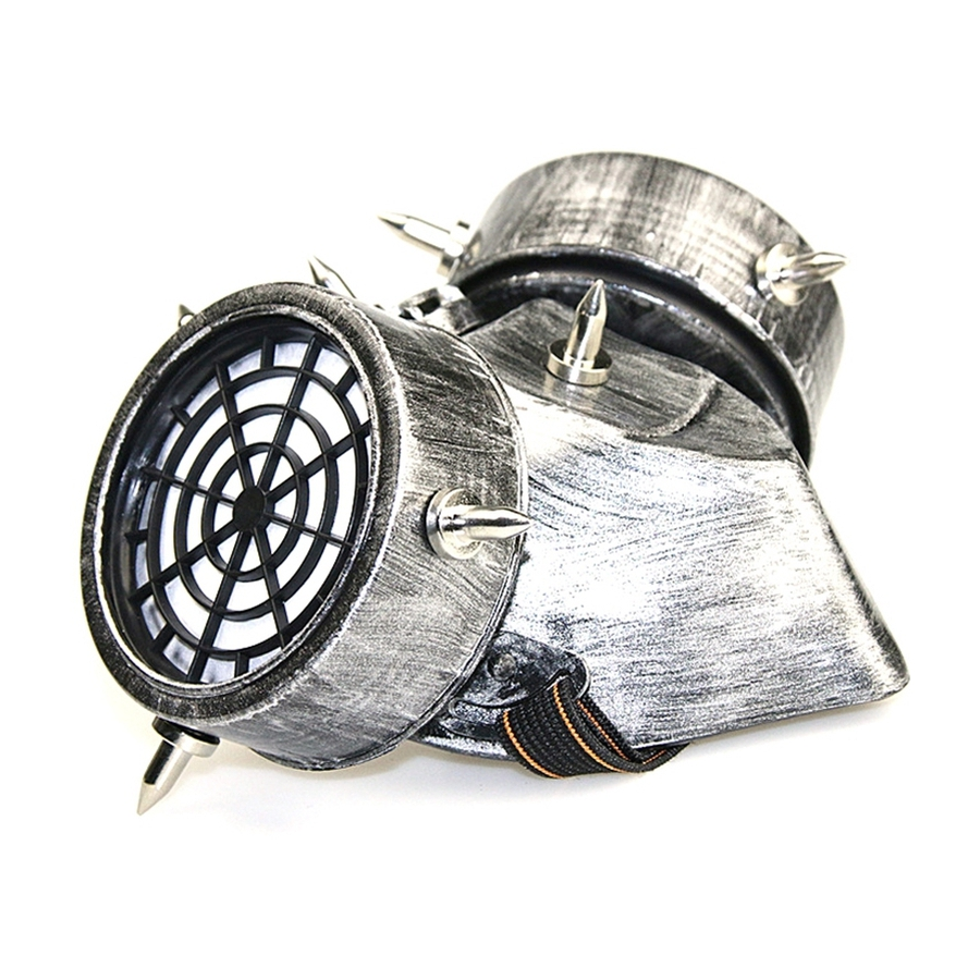 KinkHarness Masque à Gaz Et Lunettes RIVETS SILVER Argenté 5 KinkHarness Masque à Gaz Et Lunettes RIVETS SILVER Argenté – Image 5