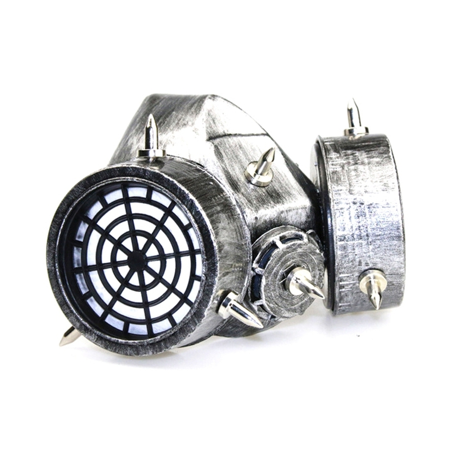 KinkHarness Masque à Gaz Et Lunettes RIVETS SILVER Argenté 6 KinkHarness Masque à Gaz Et Lunettes RIVETS SILVER Argenté – Image 6