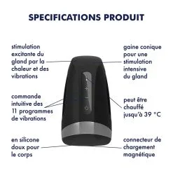 Satisfyer-Men Masturbateur Satisfyer Heat Vibration -FÉMINITÉS boutique masturbateur satisfyer heat vibration 2