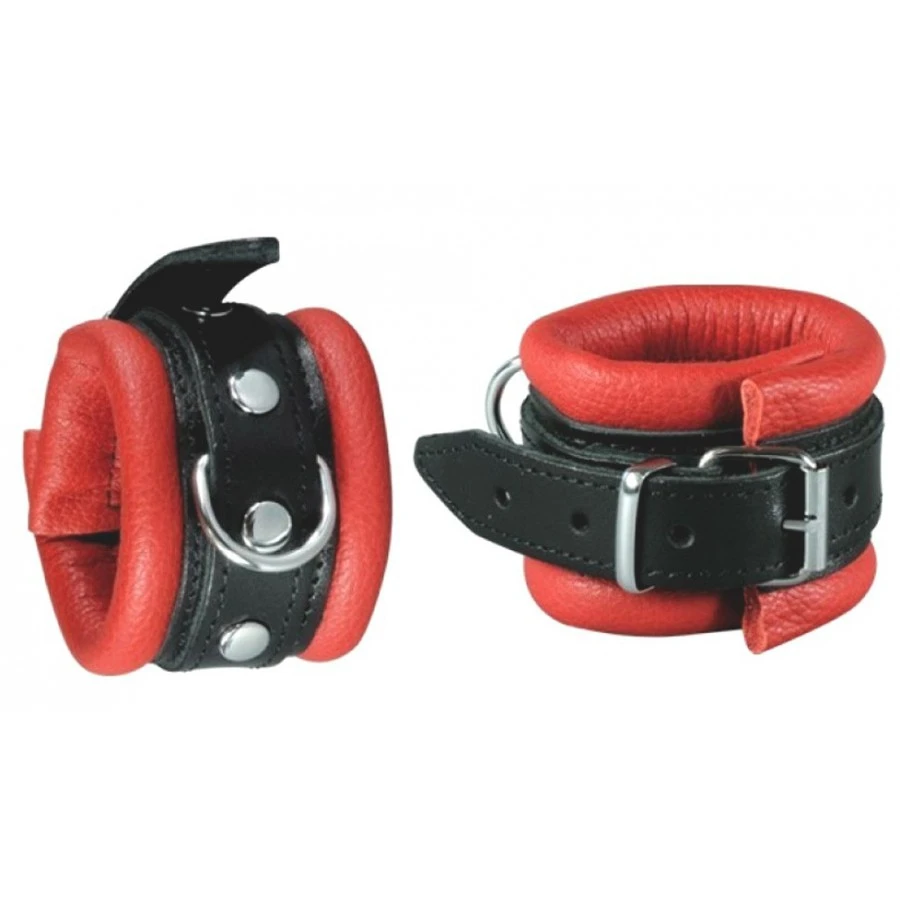 Kiotos Menottes De Poignet En Cuir Rouge-Noire 1 Kiotos Menottes De Poignet En Cuir Rouge-Noire