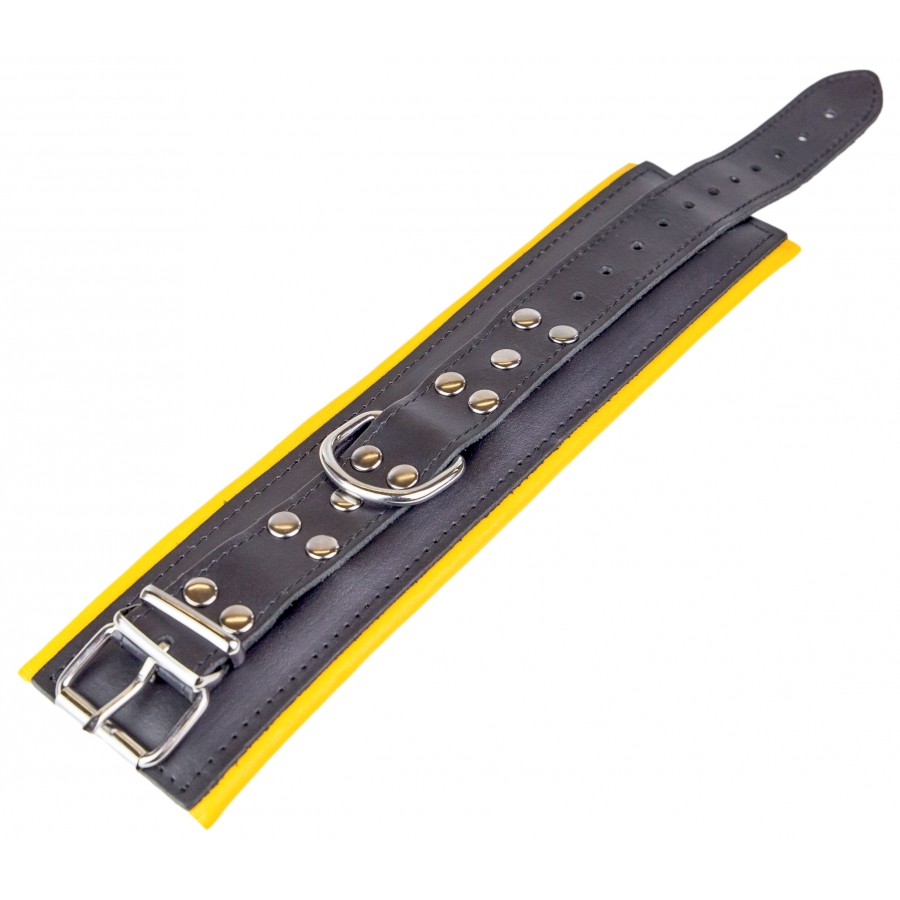 The Red Menottes En Cuir Rembourrées Pour Chevilles Noir-Jaune 3 The Red Menottes En Cuir Rembourrées Pour Chevilles Noir-Jaune – Image 3