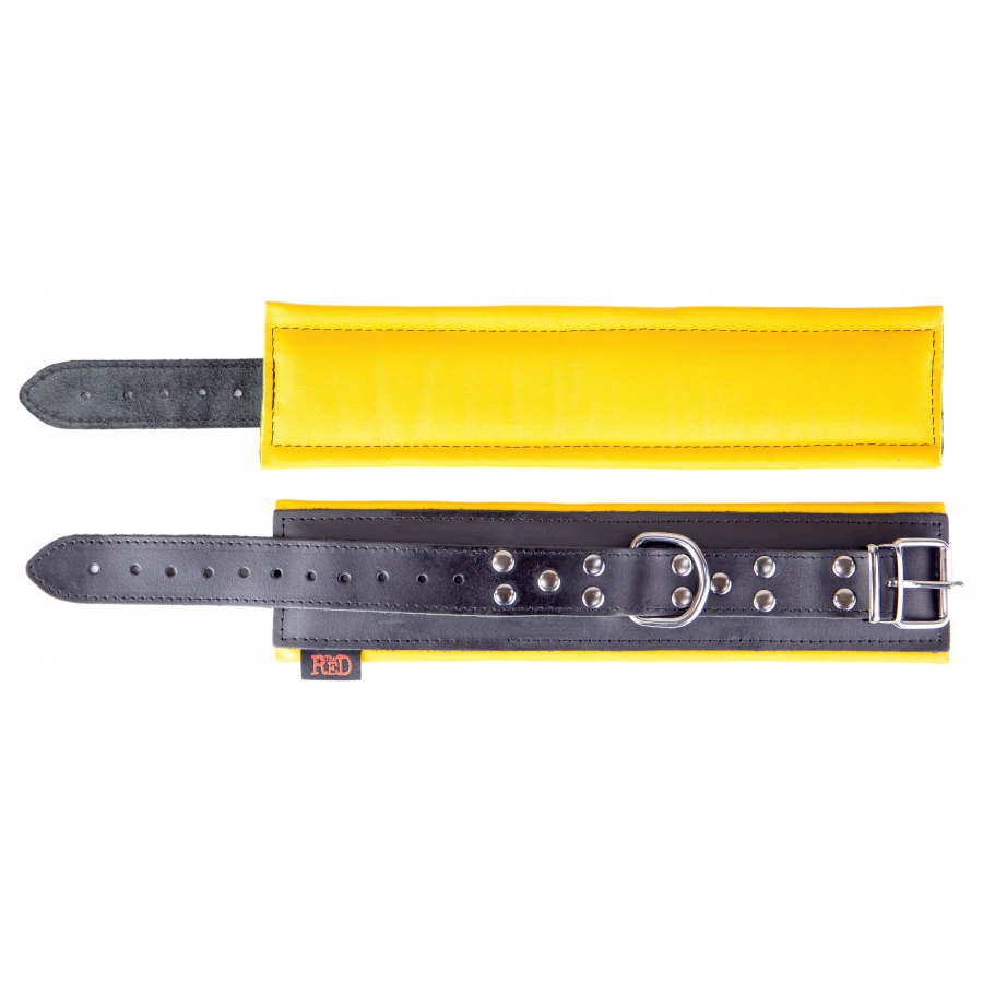 The Red Menottes En Cuir Rembourrées Pour Chevilles Noir-Jaune 4 The Red Menottes En Cuir Rembourrées Pour Chevilles Noir-Jaune – Image 4