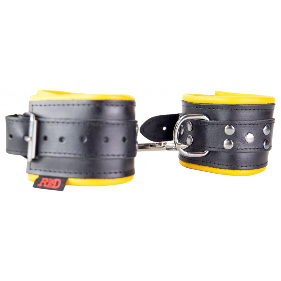 The Red Menottes En Cuir Rembourrées Pour Chevilles Noir-Jaune 6 The Red Menottes En Cuir Rembourrées Pour Chevilles Noir-Jaune – Image 6