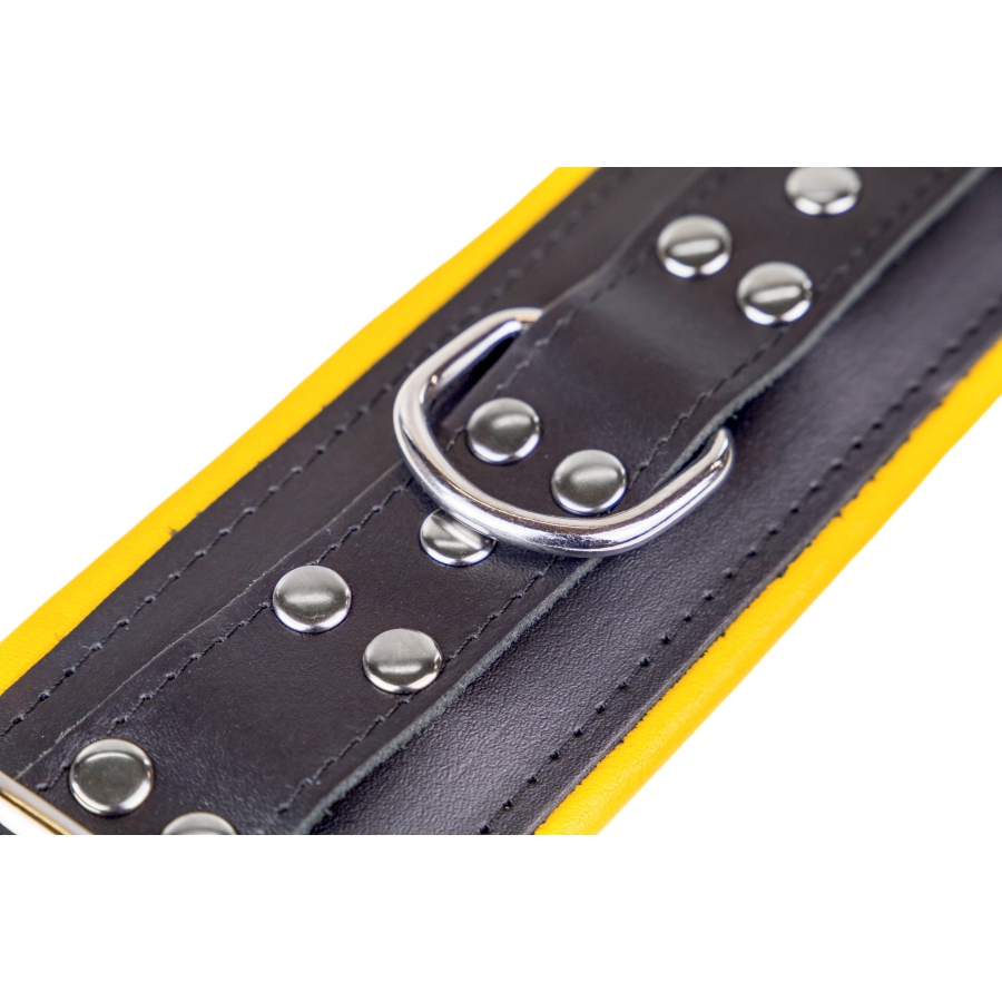 The Red Menottes En Cuir Rembourrées Pour Chevilles Noir-Jaune 7 The Red Menottes En Cuir Rembourrées Pour Chevilles Noir-Jaune – Image 7