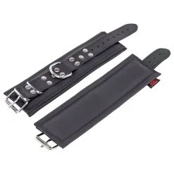 The Red Menottes En Cuir Rembourrées Pour Poignets Noir -FÉMINITÉS boutique menottes en cuir rembourrees pour poignets noir 3