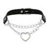 Joy Jewels Metal Heart Collar With Chain BLACK