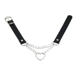 Joy Jewels Metal Heart Collar With Chain BLACK -FÉMINITÉS boutique metal heart collar with chain black 2