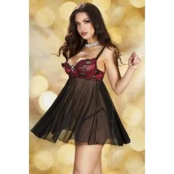 Chilirose Nuisette Bombelicia Noire-Rouge 17 Chilirose Nuisette Bombelicia Noire-Rouge -FÉMINITÉS boutique nuisette bombelicia noire rouge 7