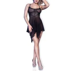 Chilirose Nuisette SAVERIA - Noire -FÉMINITÉS boutique nuisette saveria noire 2