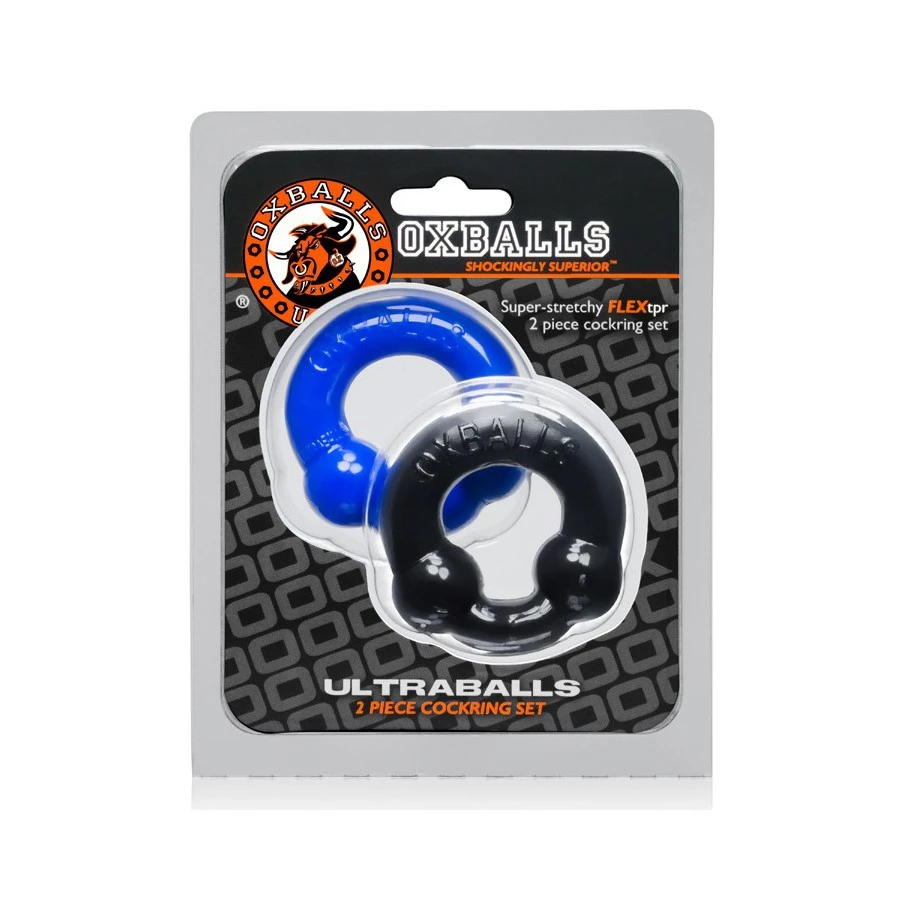 Pack Cockrings Ultraballs Oxballs Noir-Bleu 2 Pack Cockrings Ultraballs Oxballs Noir-Bleu – Image 2