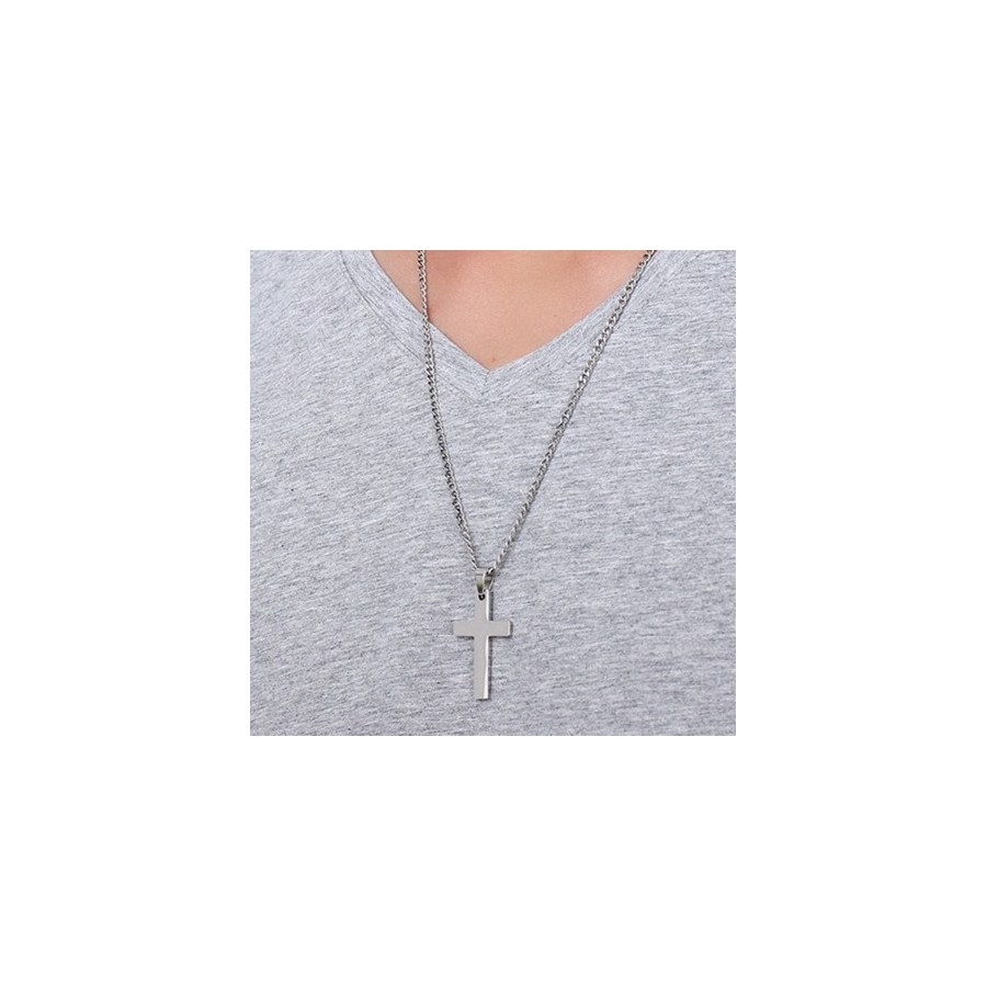 Malejewels Pendentif Croix CROSS Avec Chaine Argentée 1 Malejewels Pendentif Croix CROSS Avec Chaine Argentée