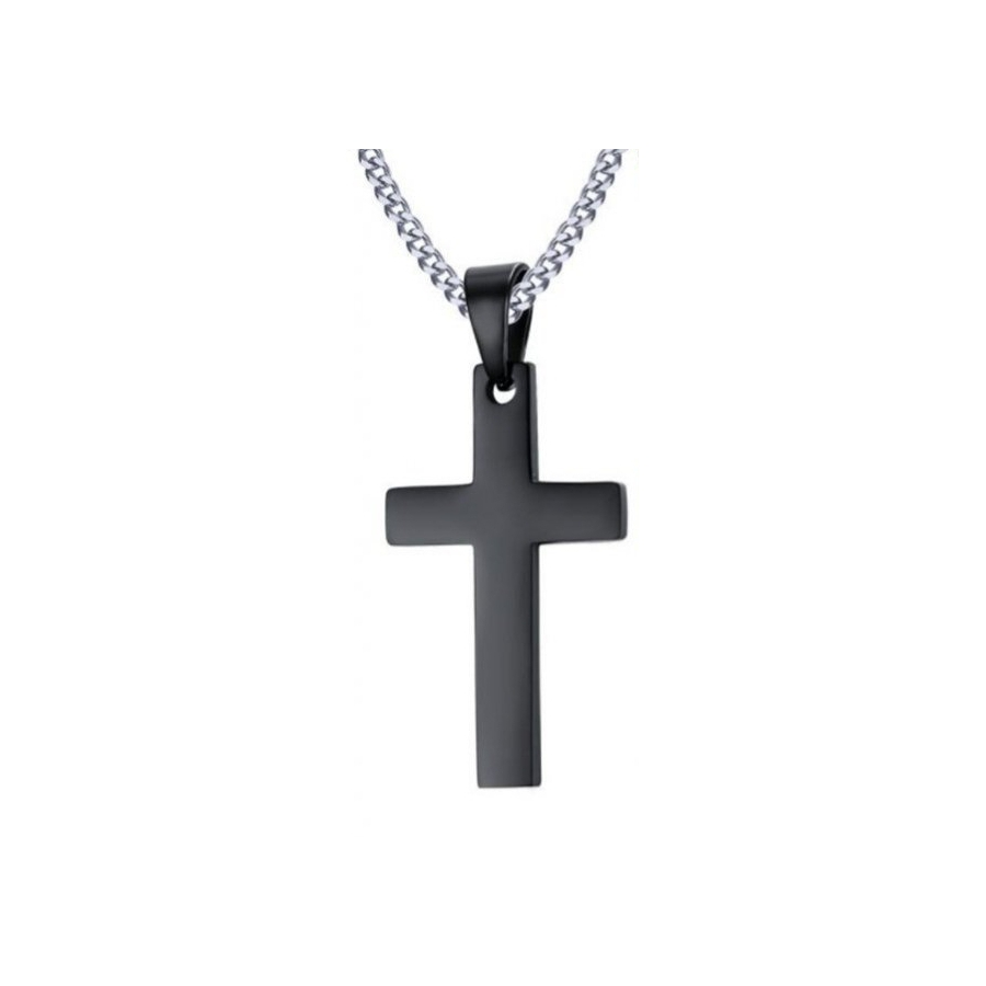 Malejewels Pendentif Croix CROSS Avec Chaîne Noir 2 Malejewels Pendentif Croix CROSS Avec Chaîne Noir – Image 2
