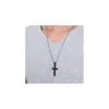 Malejewels Pendentif Croix CROSS Avec Chaîne Noir