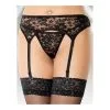 Softline Porte-jarretelles Et String Assorti Aux Motifs Fleuris - Noir
