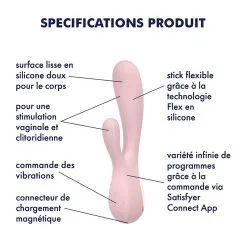 Rabbit Connecté MONO FLEX Satisfyer Mauve -FÉMINITÉS boutique rabbit connecte mono flex satisfyer mauve 3